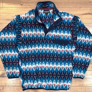 Y2K‎ Patagonia Synchilla Snap-T Fleece Men Small Blue Red Aztec Western Pullover